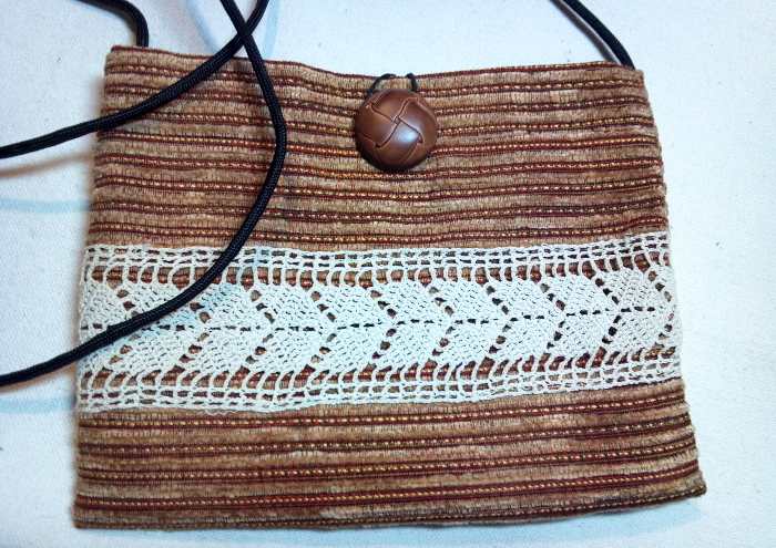 Small brown purse made from fabric
